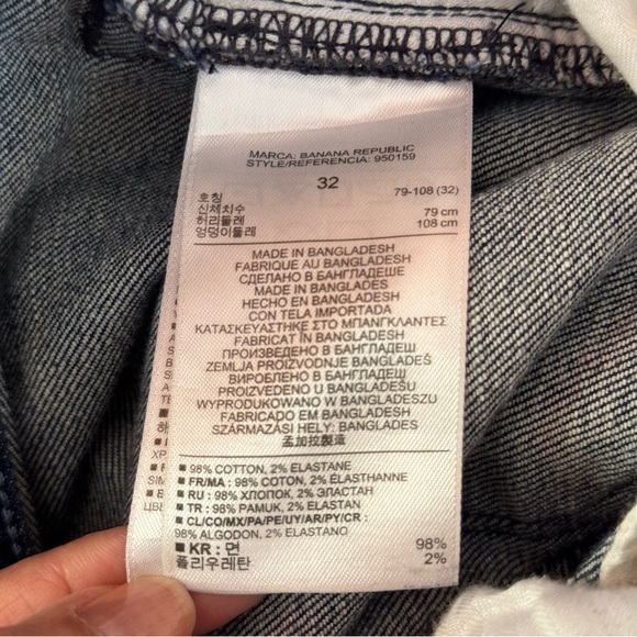 BANANA REPUBLIC. Blue Slim Boyfriend Jeans. Side 32. Unisex. Five Pocket… - Picture 9 of 11